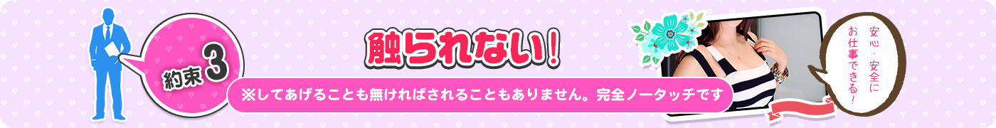 約束3　触られない！　してあげられることも無ければされることもありません。完全ノータッチです。